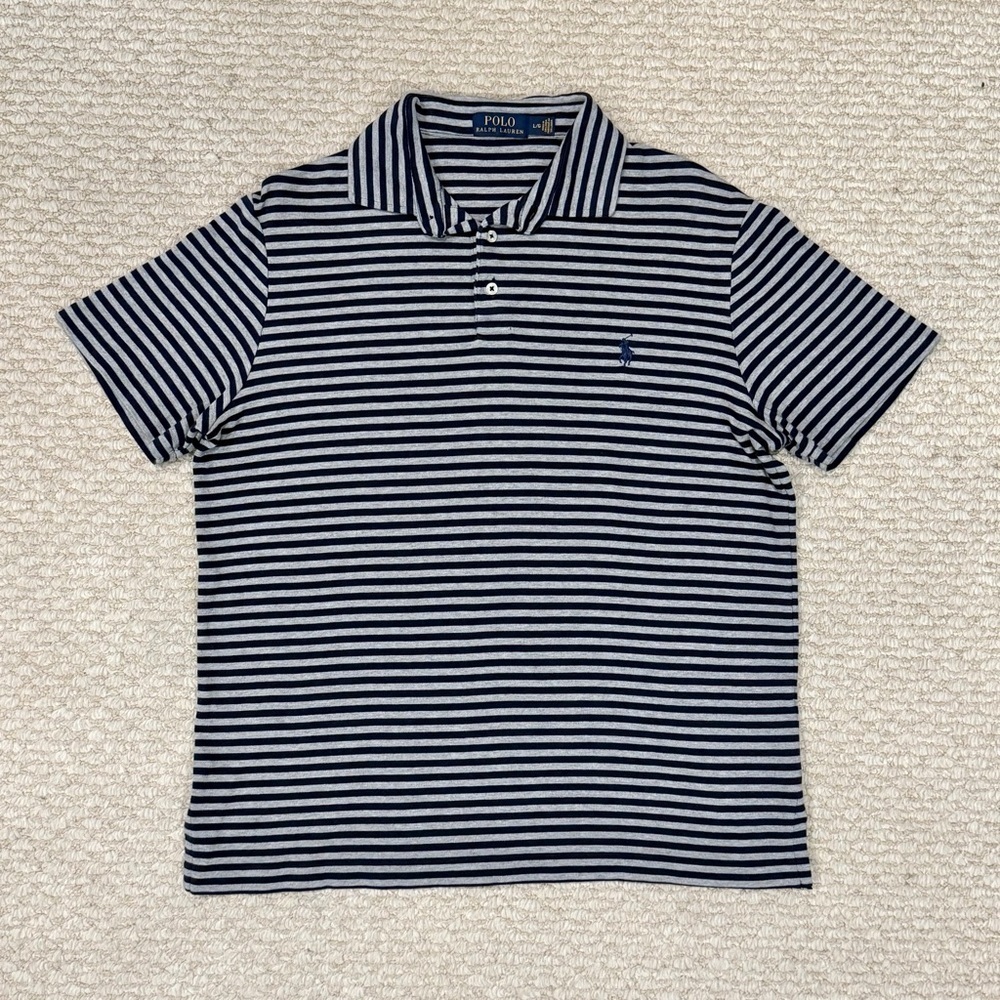 POLO Ralph Lauren Polo Mens Size L Gray Classic Fit Striped 100% Cotton Shirt
